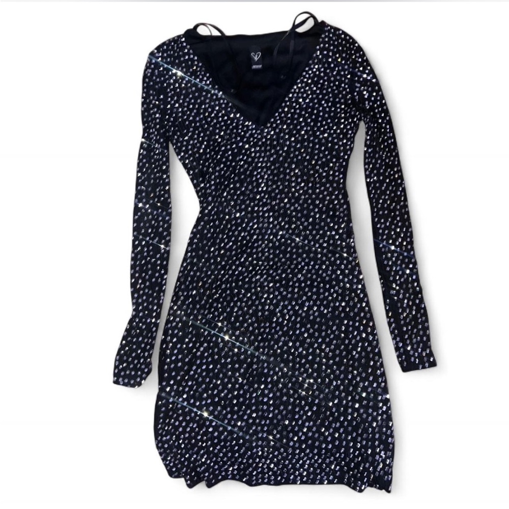 Windsor Black Sequin Long Sleeve Dress